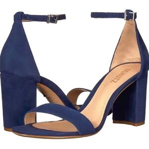 Schutz Navy Blue Suede Block Heels